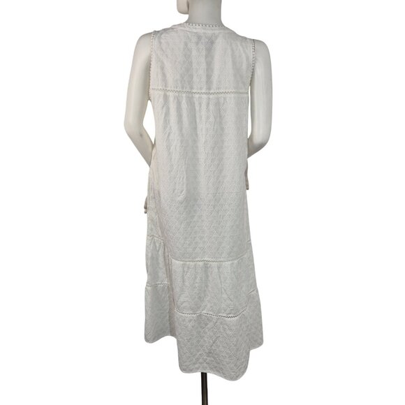 Tommy Bahama Eyelet Midi Dress White Woman’s Size S Ruffle Pockets (20) - Picture 3 of 10